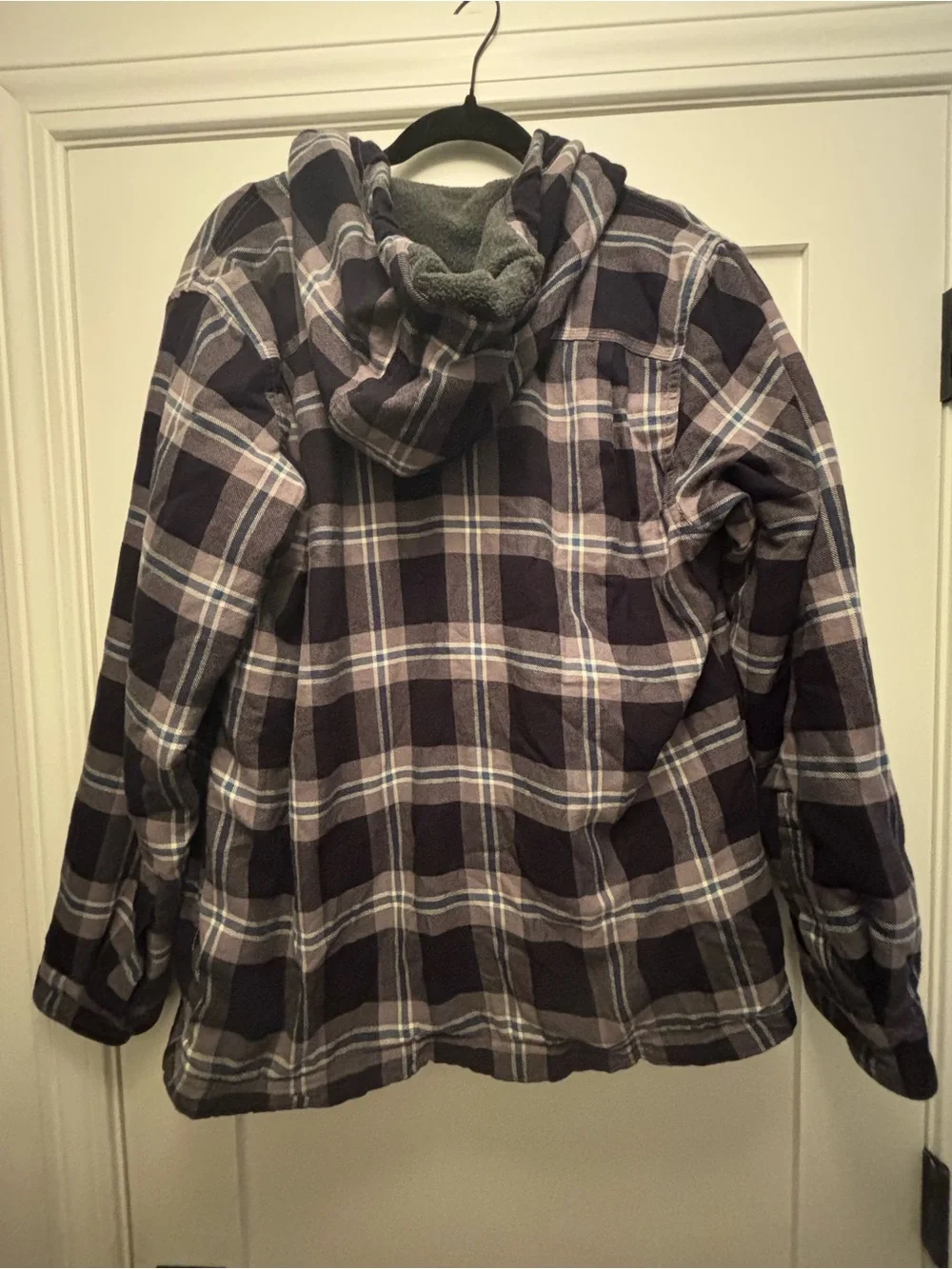 L.L. Bean Purple Plaid Hooded Jean Jacket